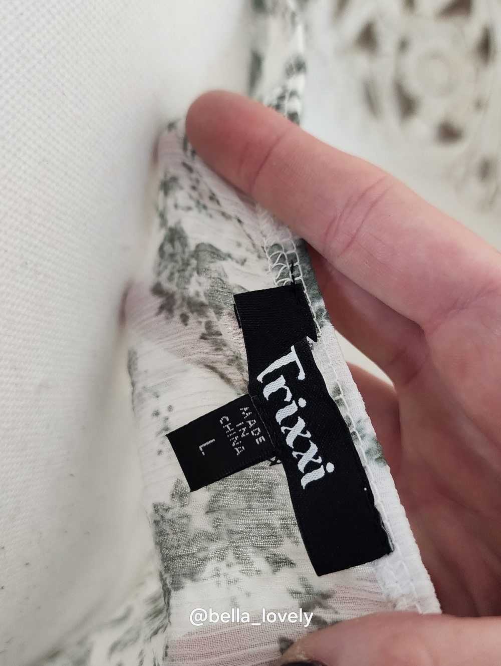 Trixxi White Mini Dress with Sage Floral Print Spring Summer Flowy Lightweight - Picture 8 of 8